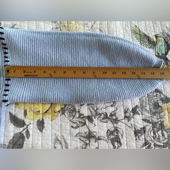 Crew neck sweater in light blue with black details - Picture 12 of 14